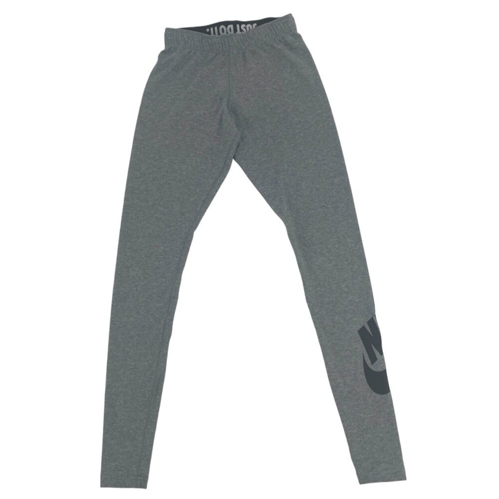 Nike Womens XS Leggings Gray "Just Do It" Logo Stretch Casual Athleisure Gym